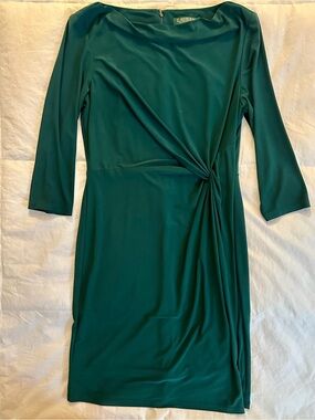 Lauren Ralph Lauren Green Twist-Waist Midi Dress